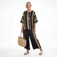 Isa™ | Haut rayé oversize confortable et pantalon large en lin