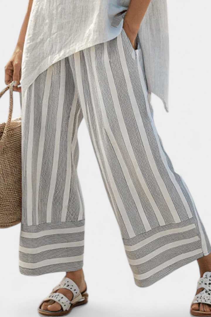 Sofia™ | Blouse asymétrique stylée et pantalon rayé